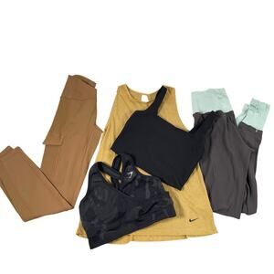 Nike, Gymshark, Aerie, YBP workout clothes bundle size small leggings/tops
